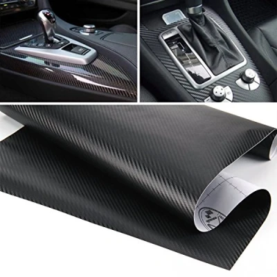 Image of MSA 3D CARBON FIBRE VINYL MATT TEXTURED 300MM X 500MM ROLL FIBER EFFECT WRAP BADGES PANELS