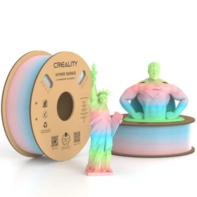 Image of Creality Official Hyper PLA Filament Rainbow 2 KG 1.75 mm, 3D Printer for High Speed Printing 30 600 mm/s, Dimensional Accuracy +/ 0.03mm,1 (2.2 lbs)/Spool(Spring Lake Gradient) Pack