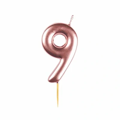 Image of amscan 9911554 Rose Gold Numerical Candle 9