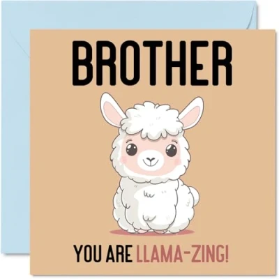 Image of Birthday Cards for Brother Llama Zing Funny Happy Card from Sister, Sibling Gifts, 145mm x Joke Greeting Men Him