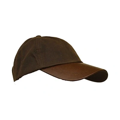 Image of WALKER AND HAWKES Wax Brunswick Baseball Cap w/Leather Peak One Size Brown