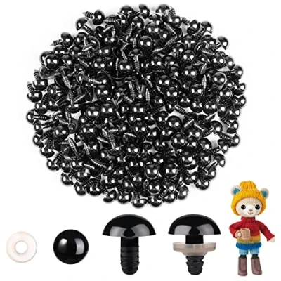 Image of MUCUNNIA 200pcs 16mm Safety Eyes for Crochet Toys with Washers Plastic Black Amigurumi Craft DIY Christmas Stuffed Animals Crafting