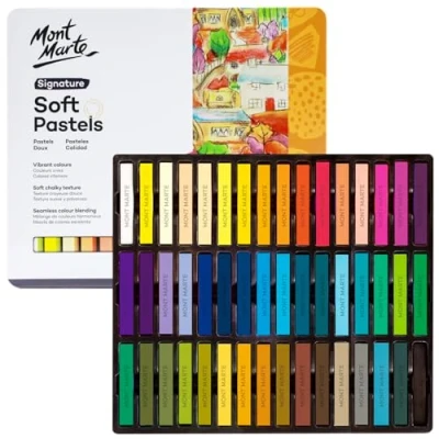 Image of MONT MARTE Soft Pastels in Tin Box Signature 48pc, 48 Assorted Colours, Vibrant Pastel Sticks, Great Blending, Comes Storage Case, Ideal For Art, Craft, Colouring and Sketching