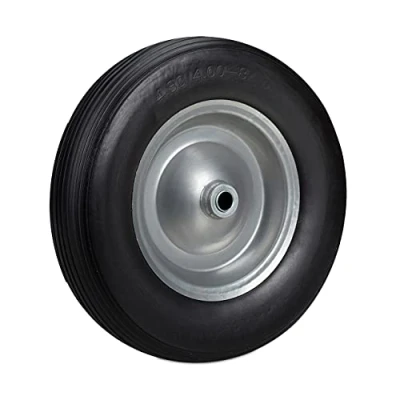 Image of Relaxdays Set of 2 Wheelbarrow Wheels 4.80 4.00 8, Solid Rubber, Steel Rim, Spare Tire, 100kg Capacity, Black/Grey