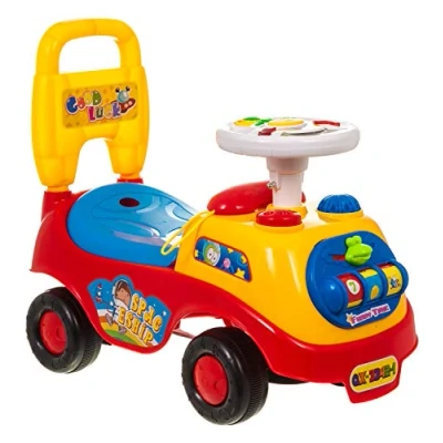 Image of Hillington My First Ride On and Push Along Buggy Car Colourful Steps Toddler Walker Learning Toy with Sounds Accessories (RED)