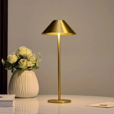 Image of Bojim Cordless Table Lamp, Rechargeable Lamp 4000mAh Battery Powered Bedside 3 Color Stepless Dimming Gold Light Touch Portable IP54 Waterproof for Dinner Bedroom Restaurant Bar