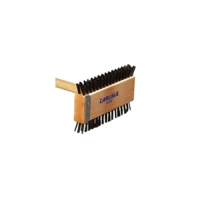 Image of Carlisle 4002600 Broiler Master Grill Brush, Carbon Steel Bristles, 30.5&quot; Length, Hardwood Brush and Handle, Natural