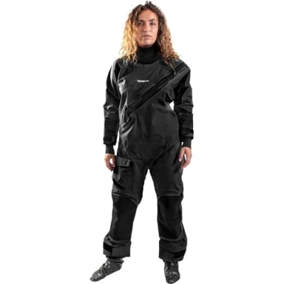 Image of Gul Womens Dartmouth Eclip Zip Drysuit Dry Suit &amp; Underfleece Black 3 Layer Waterproof Sprayproof
