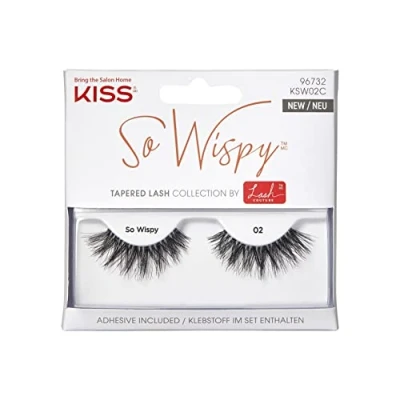 Image of Kiss Lash Couture So Wispy Collection 1 Pair of Volumizing Fake Lashes, Style 02, with Tapered Ends and Aloe Infused Glue