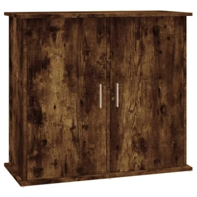 Image of vidaXL Smoked Oak Aquarium Stand Engineered Wood Construction, Storage Friendly Fish Tank Support, Modern Design for Home and Office Spaces