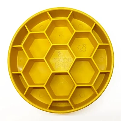 Image of SodaPup Honeycomb Enrichment Bowl Durable Slow Feeder Made in USA from Non Toxic, Pet Safe, Food Safe Material for Mental Stimulation, Slowing Down Eating, Healthy Digestion, &amp; More