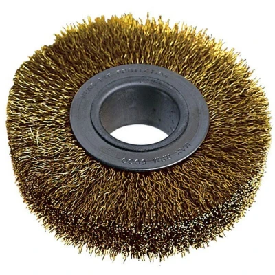 Image of York Industrial Rotary Wire Brushes Crimped Brass Coated 30SWG 200 X 29 80MM
