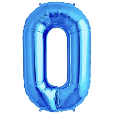 Image of Blue Number 0 Large Helium Foil Balloon Birthday Party Wedding Anniversary Decoration 101cm