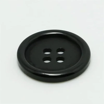 Image of 25 Round Black Ridge 18mm Resin 4 Hole Sewing Crafts Scrapbooking Cardmaking Bling Buttons (Black, 18mm)