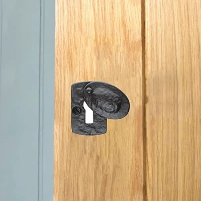 Image of Ironmongery Solutions® Black Cast Iron Escutcheon Plates Keyhole Cover Key Hole Door Lock Accessories (Plaque Covered Escutcheon)