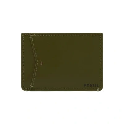 Image of Fossil Wallet for Men Joshua, Cactus Leather Card Case Green 10.2cm L x 0.3cm W 7.3cm H ML4461376