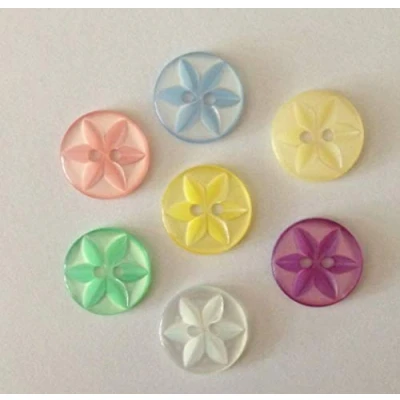 Image of Pack of 140 New 17mm Assorted Star Baby Buttons Polyester Pink Blue White Size 26