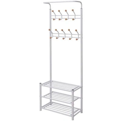Image of vidaXL Clothes Rack with Shoe Storage 68x32x182.5 cm White
