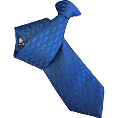 Image of Men&#039;s Blue Rectangle Dotted Check Design Clip On Neck Tie