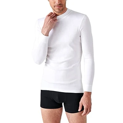Image of Damart Men&#039;s Tee Shirt Cote Richelieu Col Montant 54120 Underwear, White, L