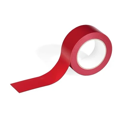 Image of DURABLE DURALINE Floor Marking Tape BASIC Self Adhesive Temporary 33 Metre Roll Quick &amp; Easy Application Perfect for Identification of Hazards Red