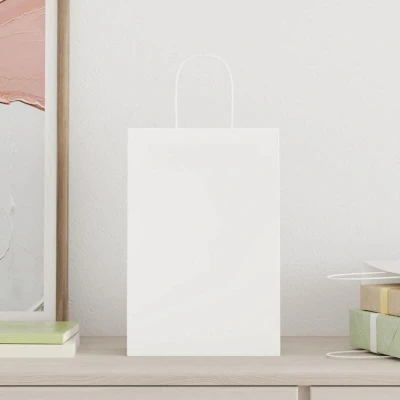 Image of vidaXL Paper Bags 50 pcs with Handles White 21x11x31 cm