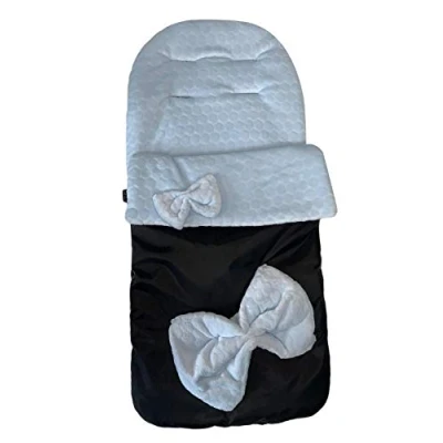 Image of Universal Bow Footmuff Cosy Toes Personalised Pram Buggy Stroller for Girls Boys Pushchair &amp; Footmuffs Comes with Warm and Soft Polar Fleece Water Wind Proof to Protect Infant (Blue)