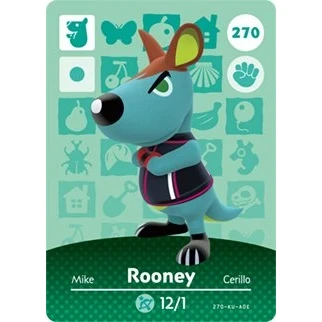 Image of Rooney Nintendo Animal Crossing Happy Home Designer Amiibo Card 270