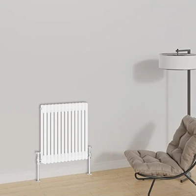 Image of Warmehaus Horizontal Traditional Column Designer Radiator 600x605mm Double Panel Cast Iron White Central Heating Radiators