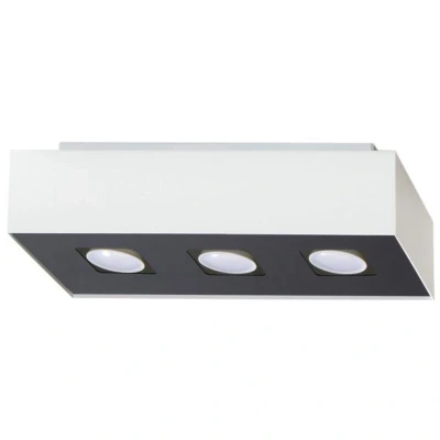 Image of Mono 3 Light Flush Ceiling White &amp; Black, GU10