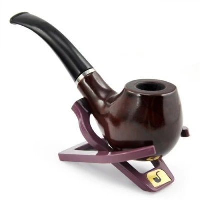 Image of Accessotech Durable Wooden Pipe Smoking Tobacco Cigar Pipes with Stand Holder
