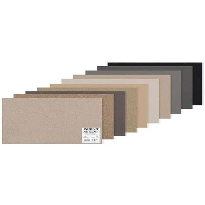 Image of CANSON Mi Teintes Coloured Drawing 160gsm 50x65cm Paper Pack, Double Sided: Honeycomb &amp; Fine Grain, 10 Grey Tones Colour Sheets, Ideal for Professional Artists Illustrators