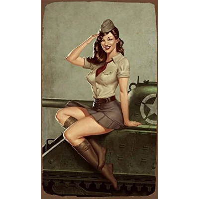 Image of BCTS 8x12 inch Pin Up Girl Ww2 Poster Vintage Style Metal Advertising Wall Plaque Sign Decor SP#124