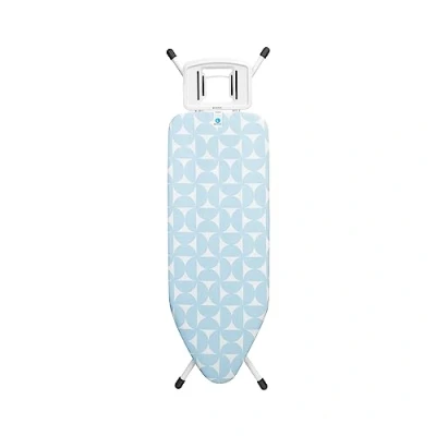 Image of Brabantia Ironing Board C with Steam Iron Rest Large &amp; Foldable Adjustable Height Non Slip Feet Cotton Cover Child Transport Lock Fresh Breeze 124 x 45 cm