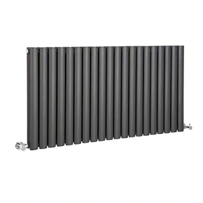 Image of Milano Aruba Anthracite Horizontal Double Oval Panel Radiator 635mm x 1180mm