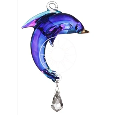 Image of Handmade Fantasy Glass Dolphin Crystal Suncatcher Gift Purple