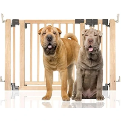 Image of Bettacare Wooden Multi Panel Flexible Pet Barrier, Natural Wood, up to 116.5cm Wide, Dog Barrier for Pets Dogs and Puppy, Puppy suitable Indoor Use, Easy Installation