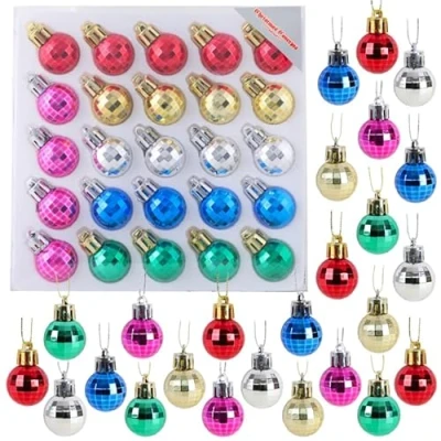 Image of Christmas Concepts® Pack of 25 25mm Miniature Tree Baubles Traditional Ornaments (Multi Coloured)