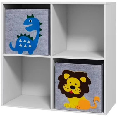 Image of ZONEKIZ Toy Organiser, Children Storage Boxers with Two Non Woven Fabric Drawers, Kids Box Organiser Shelf for Bedroom, Playroom, Nursery White