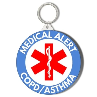 Image of Gift Insanity MEDICAL ALERT COPD/ASTHMA BLUE BACKGROUND 45mm Keyring