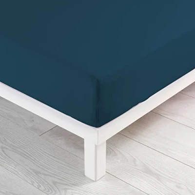 Image of douceur d&#039;intérieur, Jersy Double Fitted Sheet 160 x 200 cm 100% Cotton, Midnight Blue