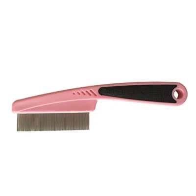 Image of Dog Cat Pet Fine Metal Tooth Flea Comb (Pink)