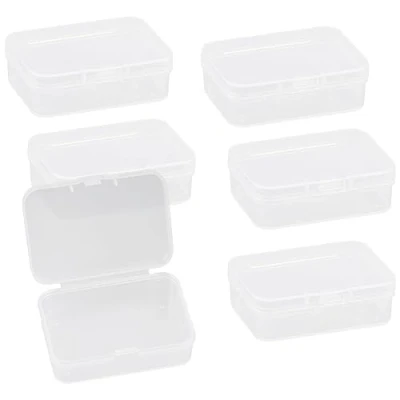 Image of GLADFRESIT 6Pcs Small Plastic Containers with Lids Mini Rectangular Empty Box Case Lid for Beads Business Cards Pills Items (6.5 * 4.5 2cm)