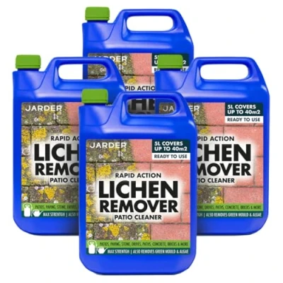 Image of Jarder Rapid Action Ultra Powerful Lichen Remover 4 x 5L Removes Lichen, Black Spot, White Dirt, Grime, Algae, Mould, and More Safe on All Stone Types