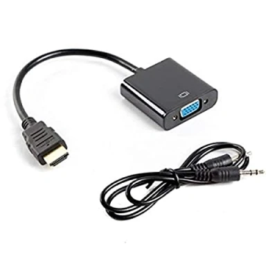 Image of lanberg Ad 0017 Box (1.4) HDMI A Male to VGA 15 Pin Female Adapter + Jack 3.5 Stereo M/M Cable Black