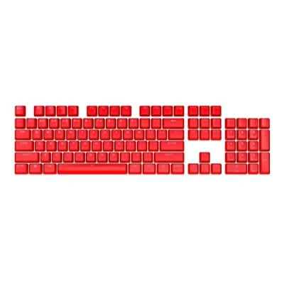 Image of Corsair PBT Double Shot PRO Keycap Mod Kit Keycaps Origin Red Standard Bottom Row Textured Surface 1.5mm Thick Walls O Ring Dampeners