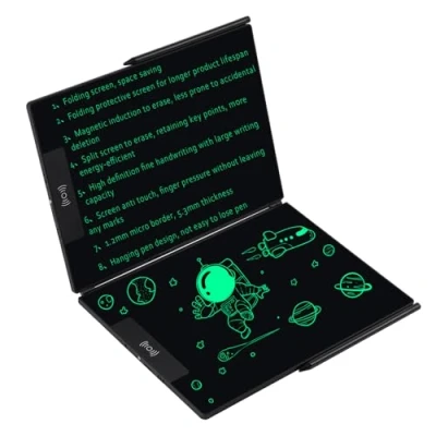 Image of EMEBAY 14.3&quot; LCD Folding Screen Writing Tablet, Ultra Thin Digital Notepad for Kids and Adults, Erasable Writing, Drawing, Leave a Message