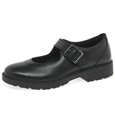 Image of Clarks Loxham Walk Youth Leather Shoes in Black Size 5