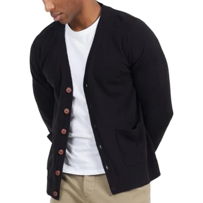 Image of BRAVE SOUL Men&#039;s Ghazali or Verge Knitted Cardigan, Black, S