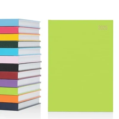 Image of 2025 A4 A5 Day to Page Diary Full Year Planner Desk Hardback Academic Organiser for Home Office School (A5 a Day, Lime)